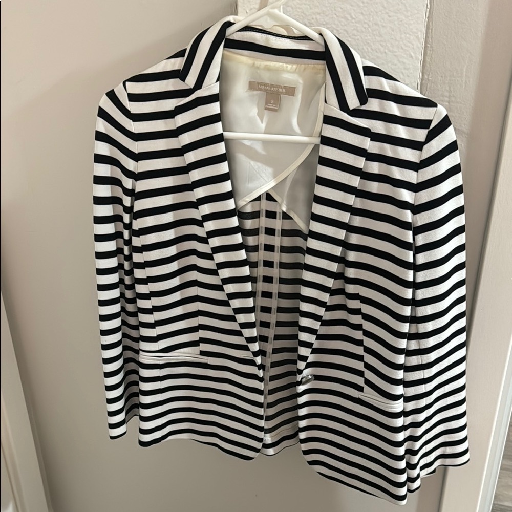 Black and White Striped Women's Blazer